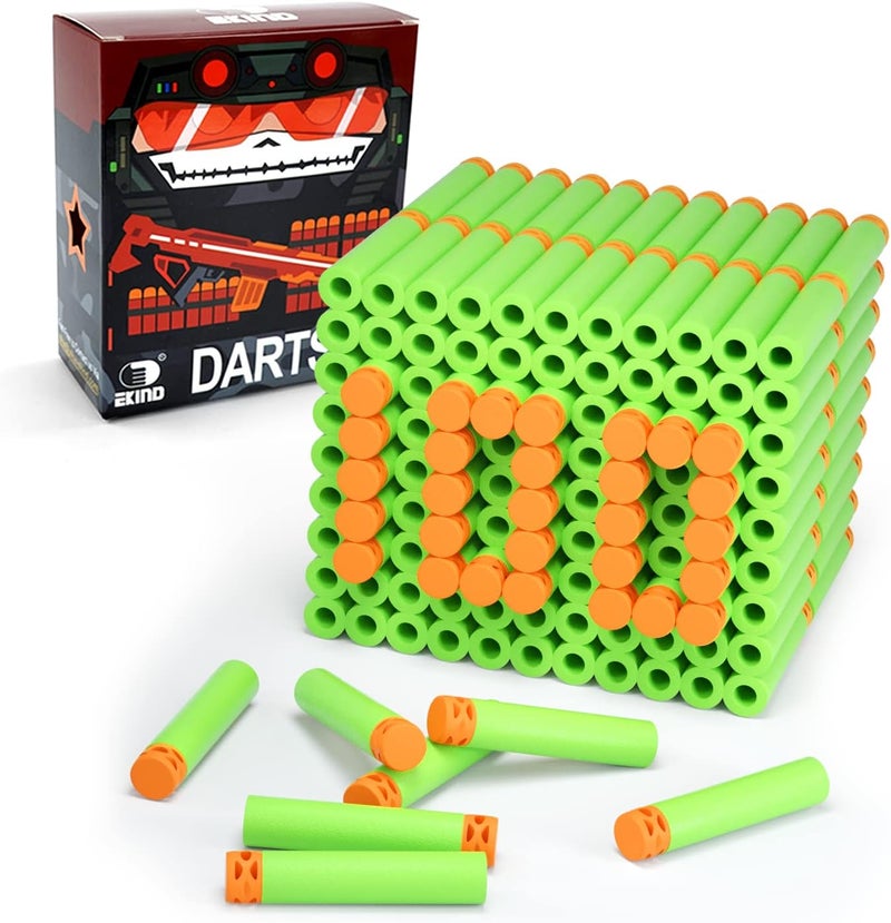 EKIND 100 Pcs Waffles Darts Refill Pack Foam Bullet Compatible for NERF N-Strike Series Blaster (Green) - Image 1